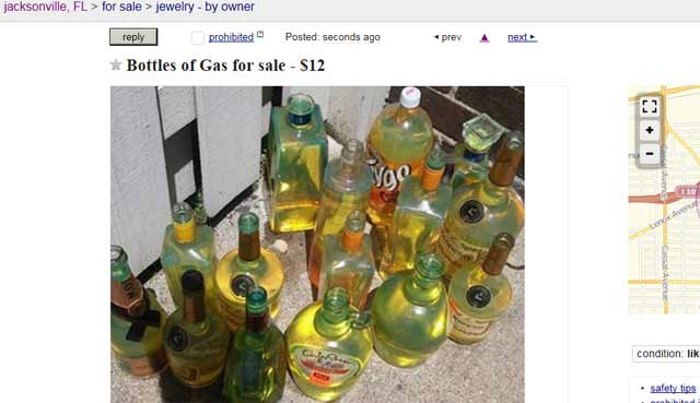 Liquor Bottles Filled With Gas For Sale on Craigslist…