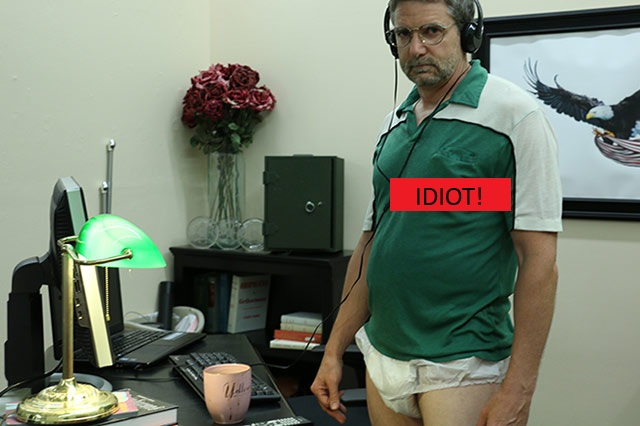 Guy Wears Diapers and No Pants At Work
